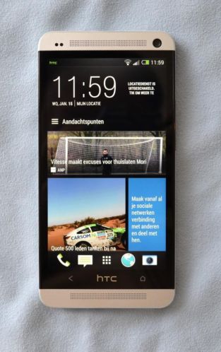 HTC One M7 32GB zilver, perfecte staat, 1 jr. garantie, bon