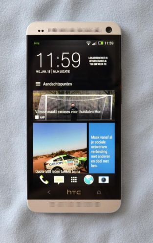 HTC One (M7) 32GB zilver, perfecte staat, garantie, bon 