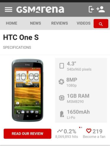 HTC One S smart phone for sale