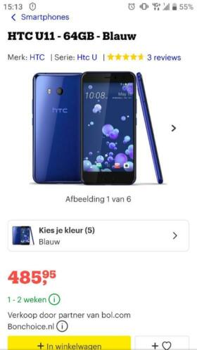 HTC u11 64gb blauw incl doos en bon