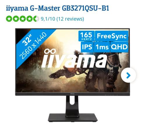 Iiyama g-master GB3271QSU 32 inch game monitor qhd 165hz ips