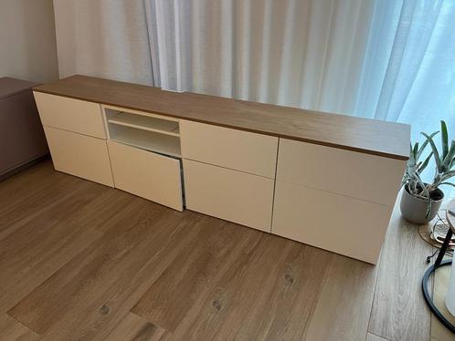 Ikea Besta verlengd tv meubel met eiken top