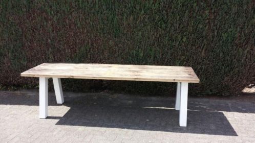 Industrile tuintafel wagonplanken eiken tafel 4,5 cm dik