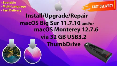 Installeer macOS Big Sur 11.7.10  Monterey 12.7.6 via USB