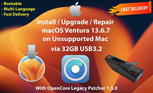 Installeer macOS Ventura 13.6.7 op Niet Ondersteunde Mac USB