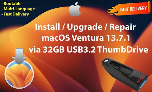 Installeer macOS Ventura 13.7.1 via USB3.2 Stick 32GB OSX