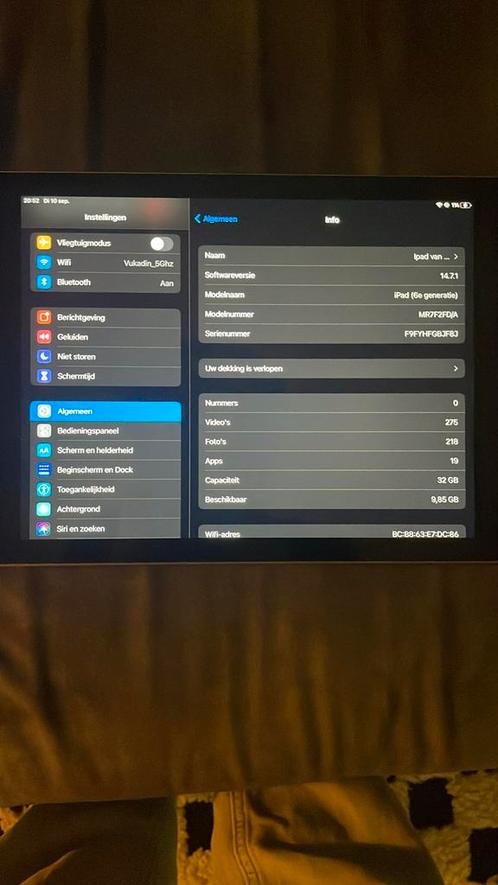 Ipad 6e generatie, niet veel gebruikt, alles in goede staat