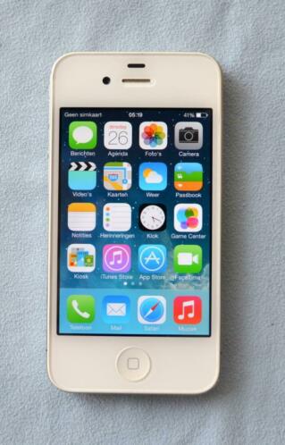 iPhone 4 16 GB wit, getest, aanuit knop is defect