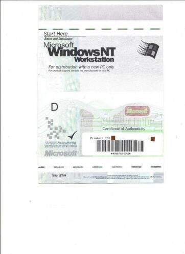 jaren 90 Windows NT4.0 Workstation CoA