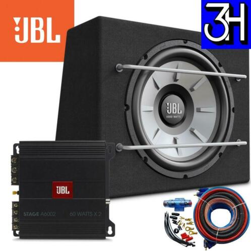JBL Auto Subwoofer Complete set met Versterker kabels NIEUW