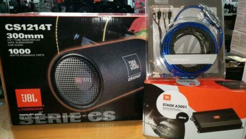 JBL complete auto subwoofer set met versterker en kabels