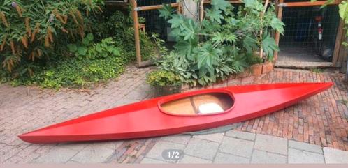 Kajak, kano lichtgewicht gebogen hout 365cm eenpersoons rood