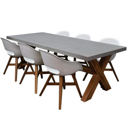 Karlstad Norwich dining tuinset 240x100xH75 cm 7 delig wit