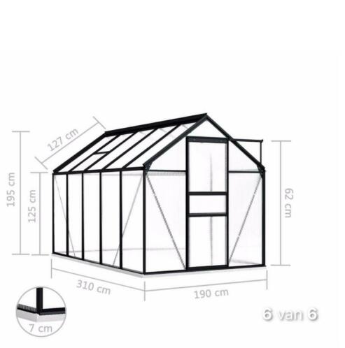 Kas tuinkas kweekkas vidaXL nieuw 5,89m3 met basis frame