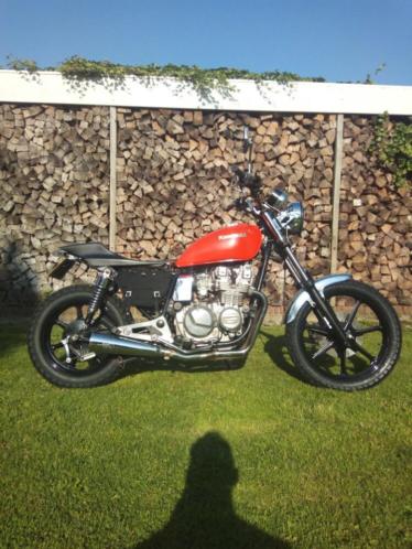 Kawasaki 550 LTD, scrambler, dirt-tracker, roodzwartchroom