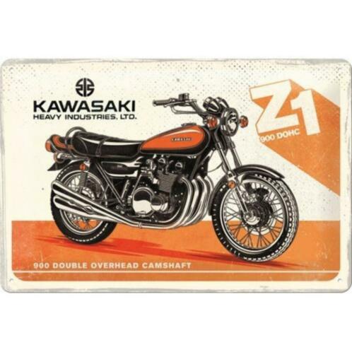 Kawasaki Z1 900 reclamebord wandbord van metaal 30x20cm
