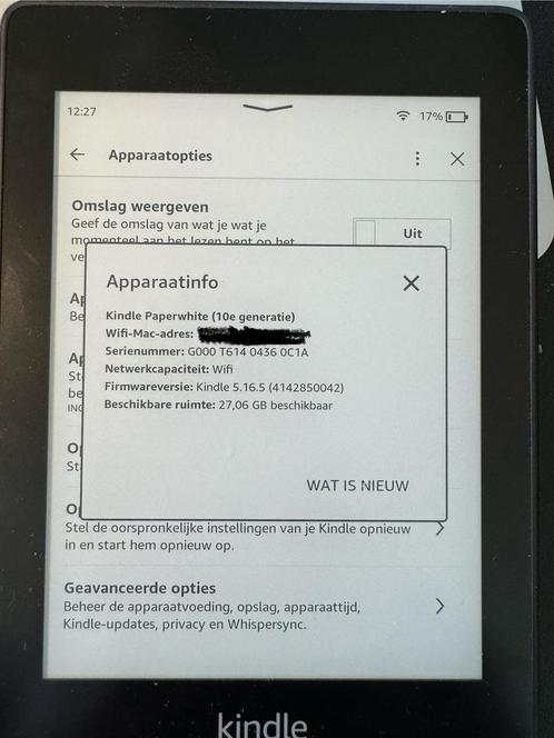 Kindle E-reader met Wifi zgan, opslag 27 GB