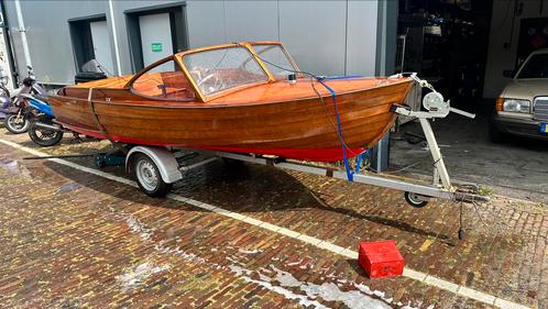 Klassieke with speedboat 1964 met 25pk mercury hout Zweeds