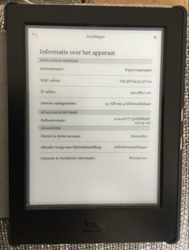 Kobo Aura H2O ereader, in nieuwstaat