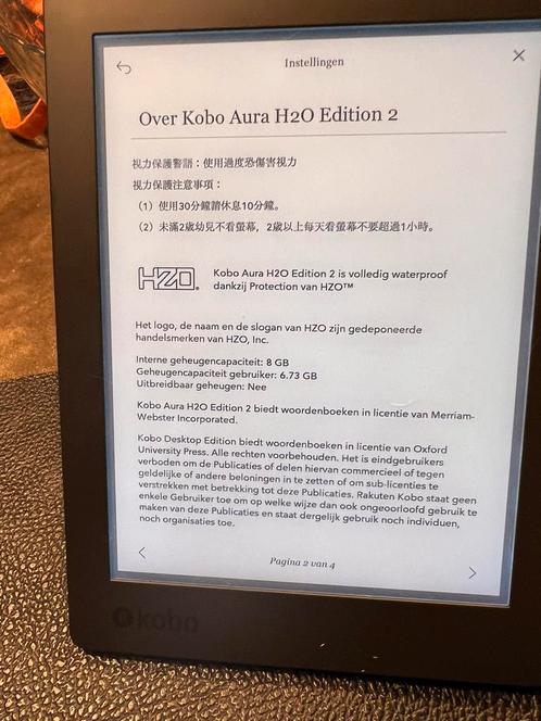 Kobo e-reader Aura H2O Versie 2