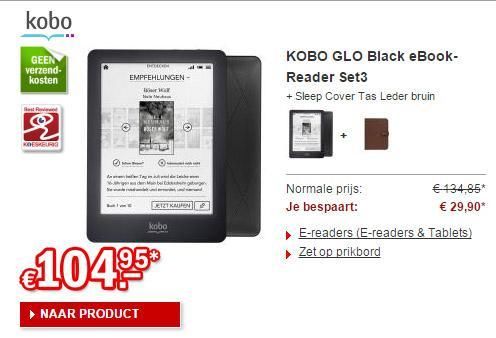 KOBO GLO Black eBook-Reader voor  104,95