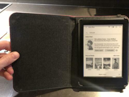 Kobo touch 2 Zgan, met hoesje, e-reader