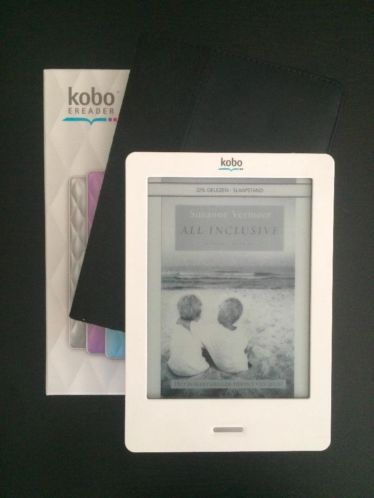 Kobo Touch e-reader, incl. zwart lederen hoesje