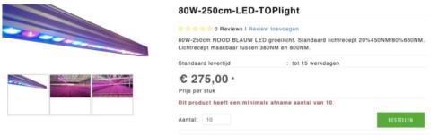 KWEEKLAMPEN 20 X VOCARE Professional LED Grow Light 250 cm