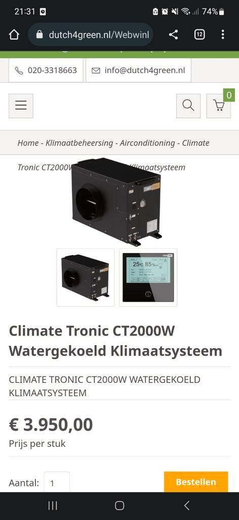 Kweken met Climate Tronic CT2000W Airco watergekoeld