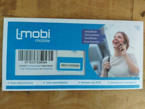 L-mobi simkaart 3 maanden 10GB, 1000 min en 100 sms
