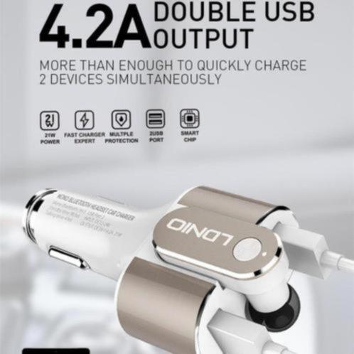 LDNIO CM22 dubbele USB-poorten 21W 4.2A Bluetooth Carkit