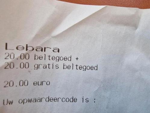 lebara 40 euro beltegoed (20 plus 20 gratis)