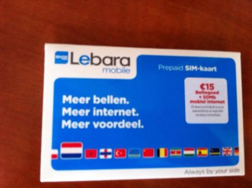 Lebara mobile prepaid sim kaart 15 euro50 mb mob internet