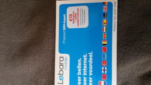 Lebara prepaid SIM-kaart  15 beltegoed en 50 mb internet