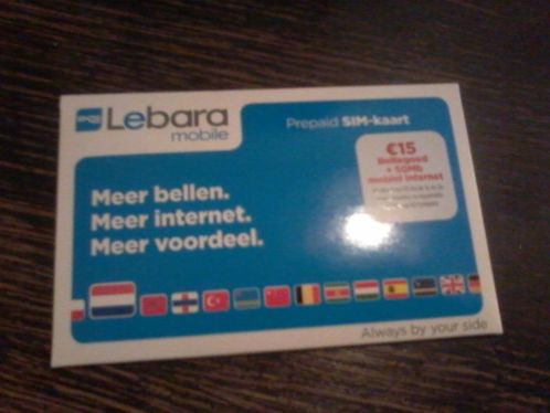 Lebara-prepaid sim kaart 15 euro btg. 50 mb internet06Nr.