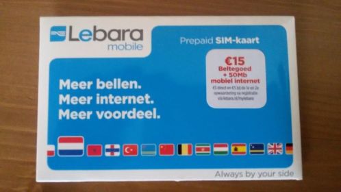 Lebara prepaid SIMkaart  15,-  50Mb mobiel internet