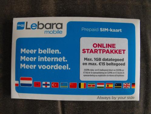 Lebara simkaart met  15 beltegoed en 1 GB internet