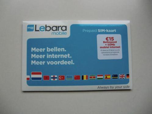 Lebara simkaart met 15 euro beltegoed en 50 Mb internet