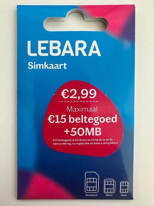 Lebara Simkaarten. EUR 2,50 per stuk