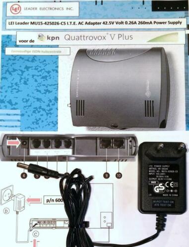 LEI MU15-425026-C5 Adapter 42.5V 0.26A KPN Quattrovox V Plus