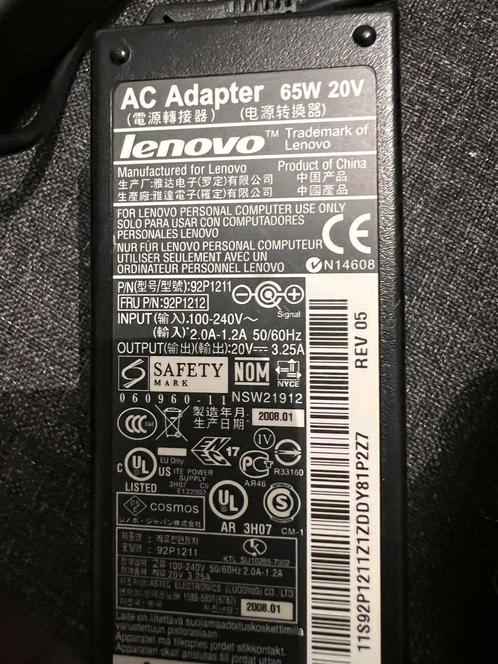 Lenovo gele ronde pin 20V adapters 65 Wamp 90 W