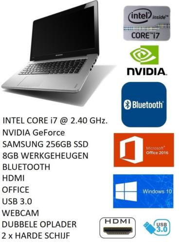 Lenovo Ideapad i7 3e gen. 8GB, 256GB SSD, Nvidia, USB 3.0