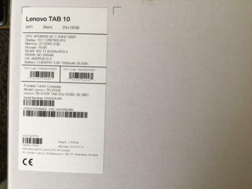 Lenovo tablet 10 tb-x103f