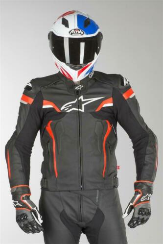 Leren Jack Alpinestars Celer V2 Zwart-Wit-Neon Rood