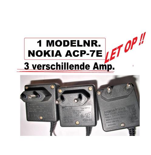 LET OP   LADERS 3 NOKIA ACP-7E  3 VERSCHILLENDE AMPHERE