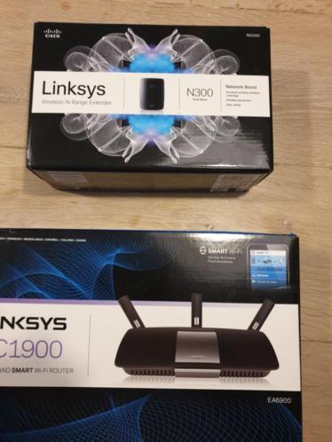 Linksys AC1900 2,45Ghz router en N300 range extender