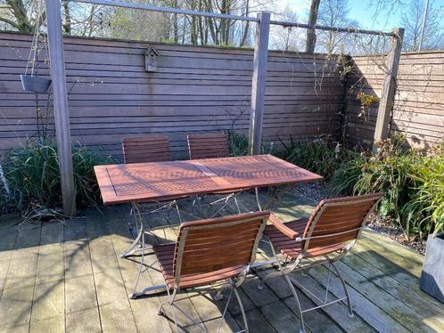 Lister luxe tuinset eettafel met 4 stoelen teak plaatstaal