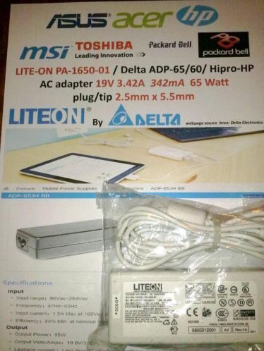 Lite-On PA-1650-01 Delta ADP-65KBA Asus Acer 19V 3.42A 65W
