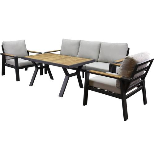 Lola stoel bank dining loungeset 4 delig antraciet aluminium