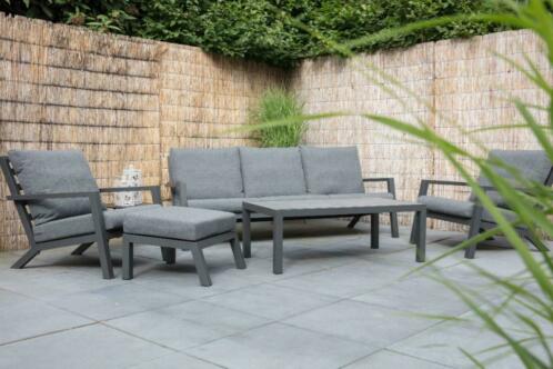 Loungeset aluminium, 3pers of 2pers bank,Goede zit 